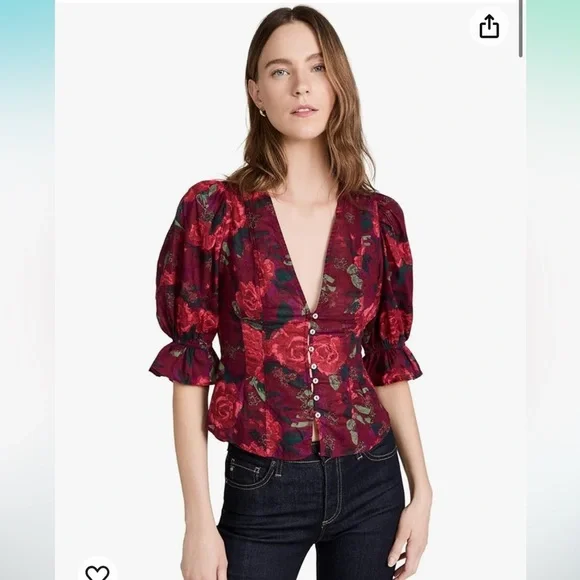 Free People Found You Printed Floral Top - Picture 6 of 9